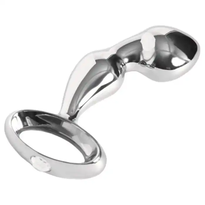 Серебристый анальный стимулятор с ручкой - 11,5 см - Metal