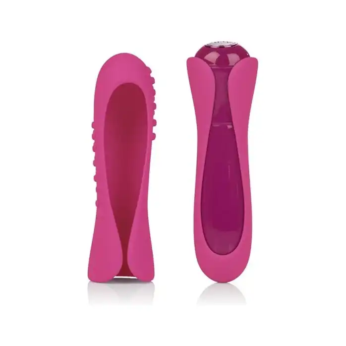 Розовый мини-вибромассажер с двумя сменными насадками Io Pink - 10,7 см - Key