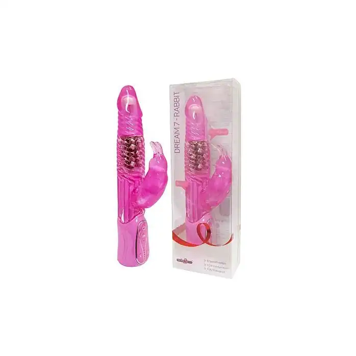 Восхитительный розовый ротатор со стимуляцией клитора Dream Rabbit - 19 см - Premium Range