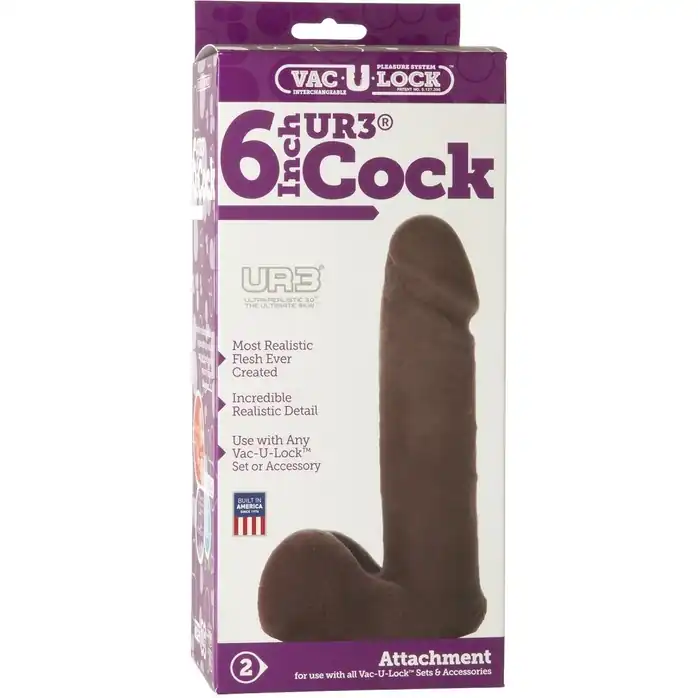 Коричневая насадка Vac-U-Lock 6 ULTRASKYN Cock - 17,3 см - Vac-U-Lock. Фотография 2.