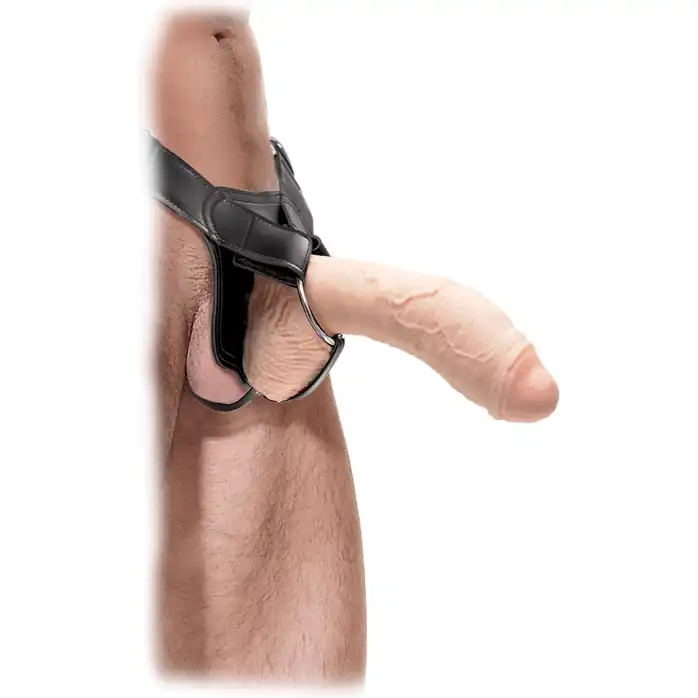 Большой полый страпон телесного цвета Extreme Hollow Strap-On - 25,5 см - Fetish Fantasy Extreme