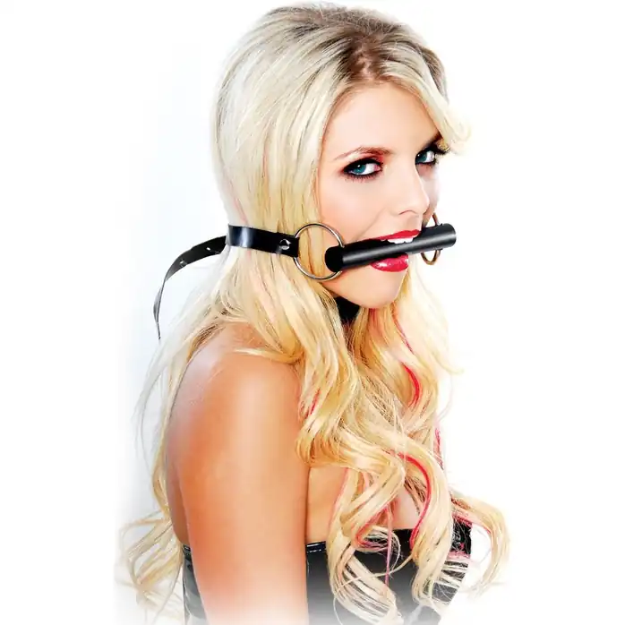 Чёрный кляп-трензель на кольцах и широких ремешках Beginner s Bit Gag - Fetish Fantasy Series. Фотография 3.