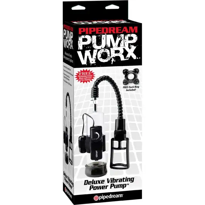 Мужская вакуумная помпа с вибрацией Deluxe Vibrating Power Pump - 20 см - Pump Worx. Фотография 2.