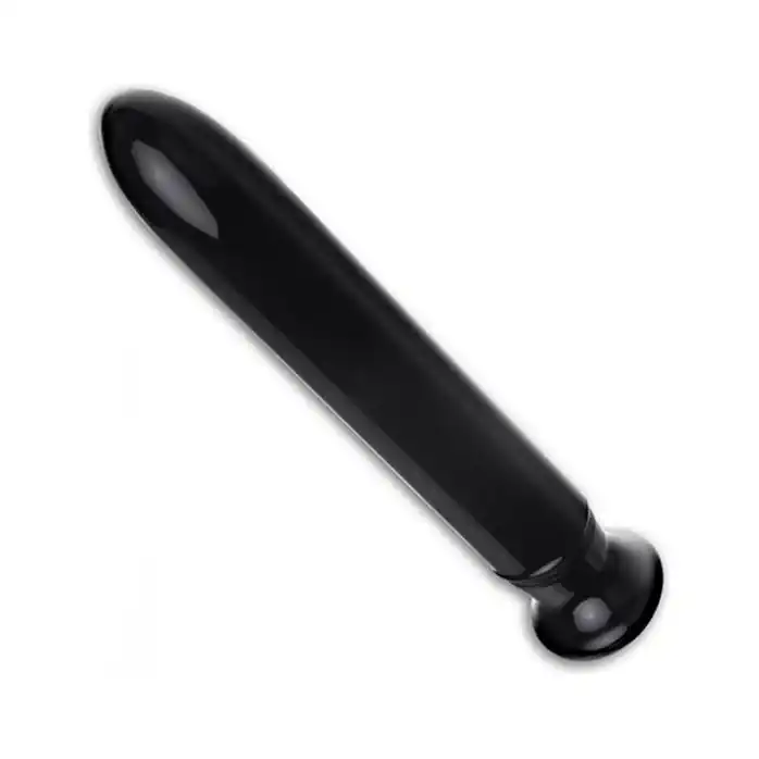 Гладкий прямой черный вибратор из стекла Smooth Operator, 18 см