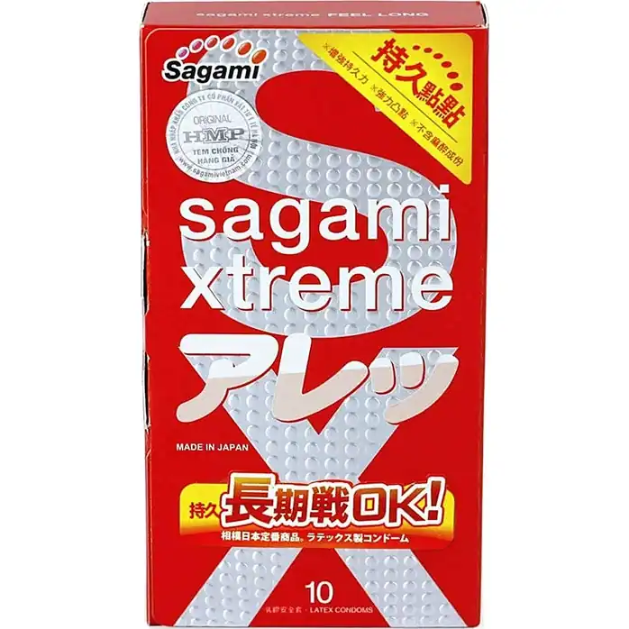 Утолщенные презервативы Sagami Xtreme Feel Long с точками - 10 шт - Sagami Xtreme