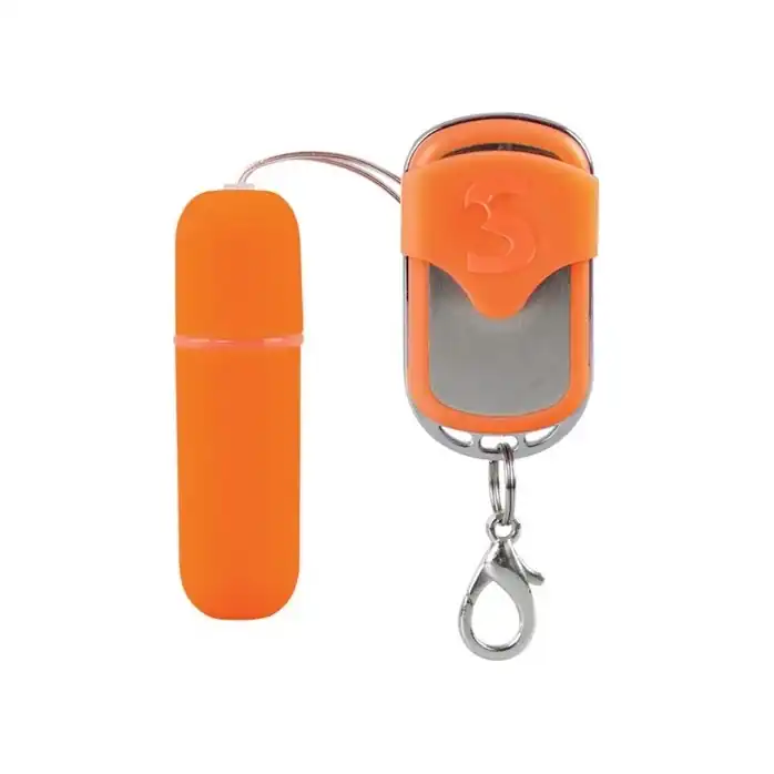 Оранжевая вибропуля Remote Vibrating Bullet с пультом ДУ - Shots Toys