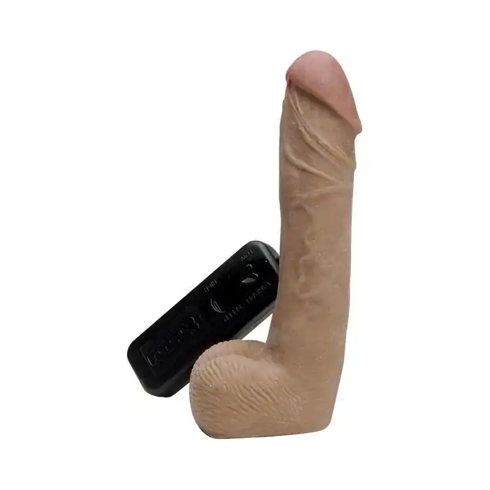 Вибратор-реалистик CyberSkin Vibrating CyberCock with Balls Dark - 19 см - CyberSkin