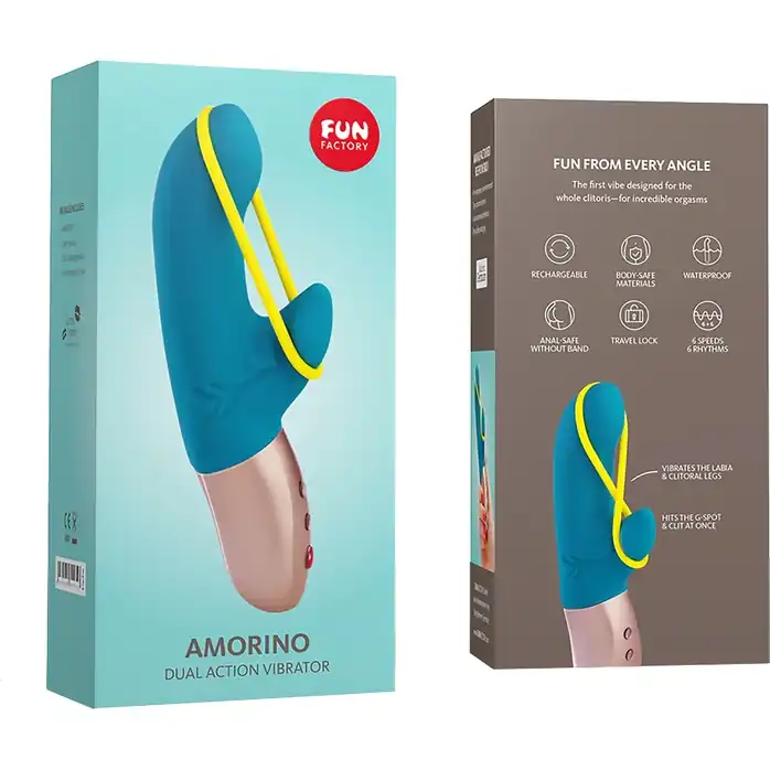 Бирюзовый мини-вибратор Amorino с силиконовой петлёй - 17,7 см. Фотография 2.