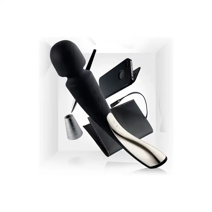 Большой профессиональный массажер Smart Wand Large черного цвета. Фотография 4.