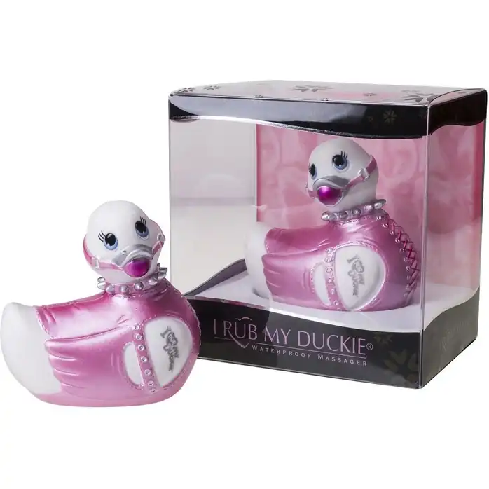Бело-розовый вибратор-уточка I Rub My Duckie Bondage Travel Size. Фотография 3.
