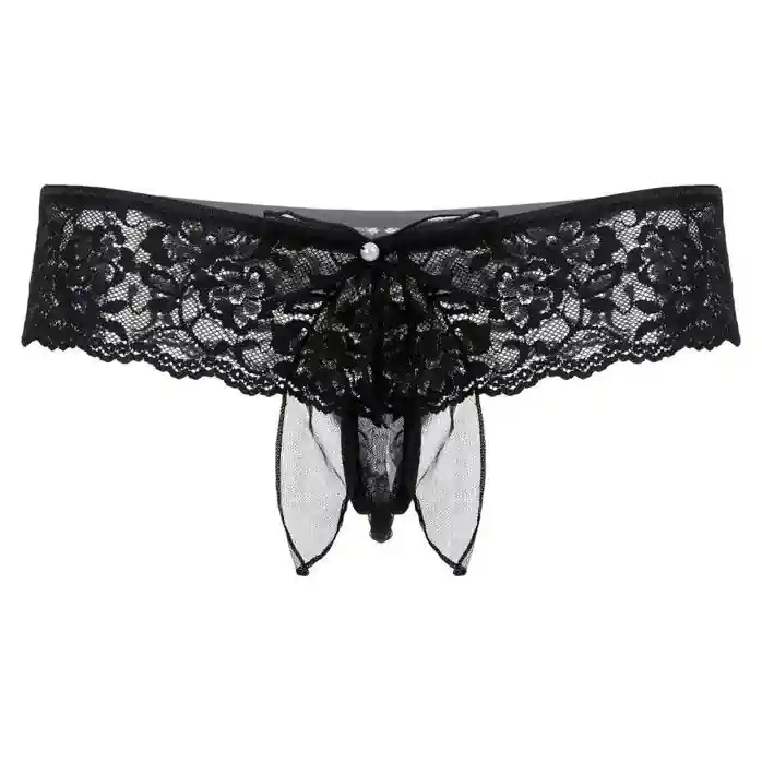 Трусики с бантиком сзади и прорезью - Pants Thongs. Фотография 4.