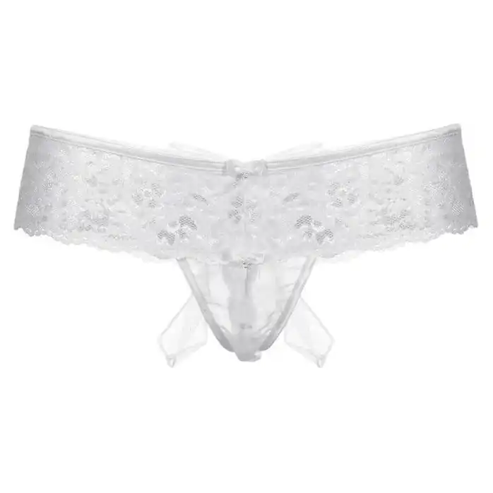 Трусики с бантиком сзади и прорезью - Pants Thongs. Фотография 7.