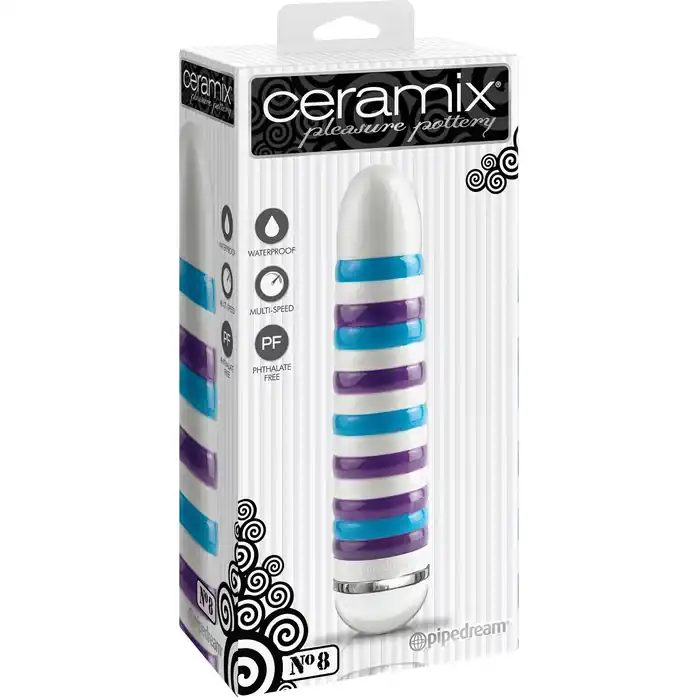 Керамический ребристый вибромассажер CERAMIX №8 - 17,5 см - Ceramix. Фотография 4.