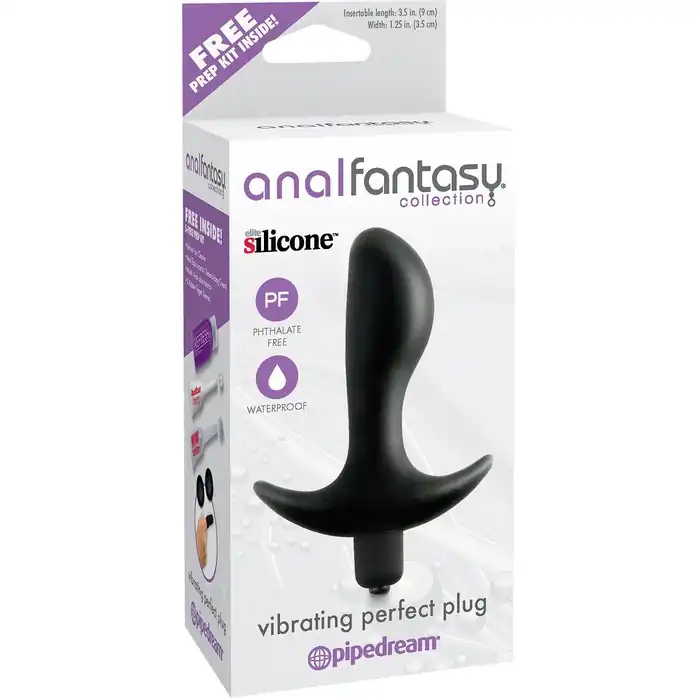 Чёрная анальная вибропробка с широким основанием Vibrating Perfect Plug - 12,5 см - Anal Fantasy Collection. Фотография 3.