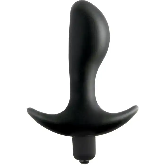 Чёрная анальная вибропробка с широким основанием Vibrating Perfect Plug - 12,5 см - Anal Fantasy Collection