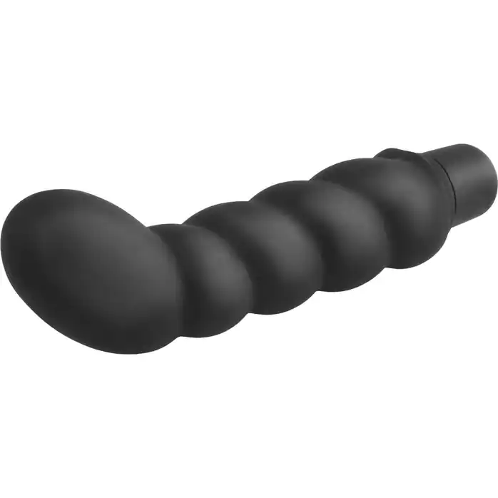 Анальный вибростимулятор точки P с загнутым кончиком Ribbed P-Spot Vibe - 10,5 см - Anal Fantasy Collection. Фотография 2.