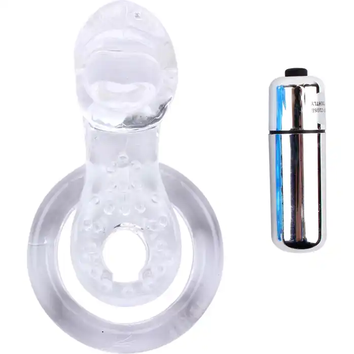 Прозрачное виброкольцо Tongue Cockring - Get Lock