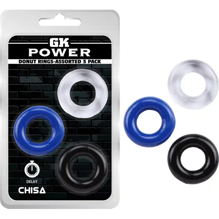 Набор из 3 разноцветных стимулирующих колец Donut Rings - GK Power