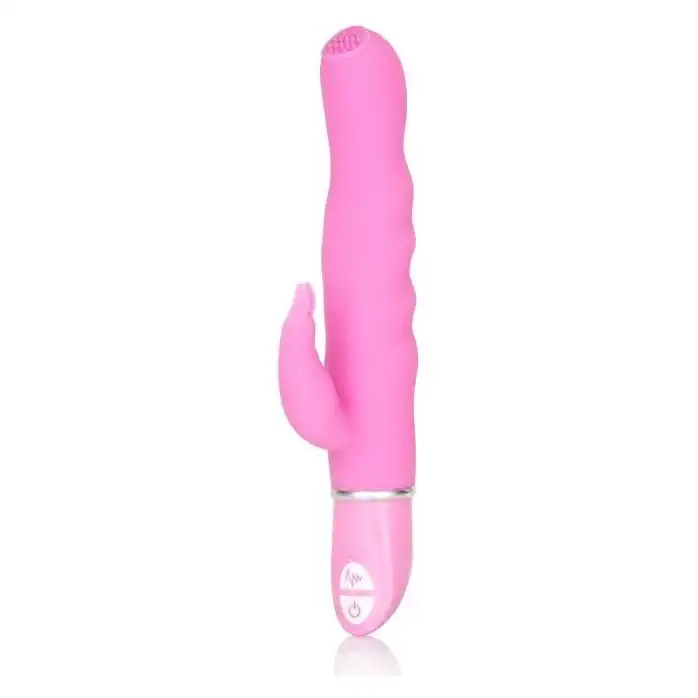 Розовый силиконовый вибратор Lia Dual Stimulator - 20 см - Lia