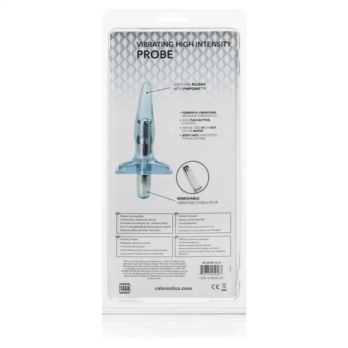 Голубая анальная пробка Vibrating High Intensity Probe - 9,5 см - Anal Toys. Фотография 6.