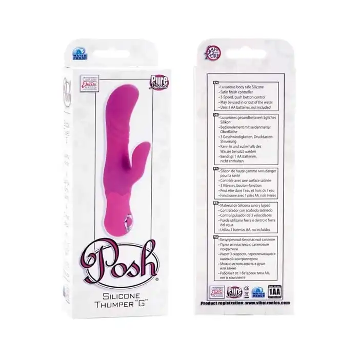 Силиконовый розовый вибратор Silicone Thumper G - Posh. Фотография 3.
