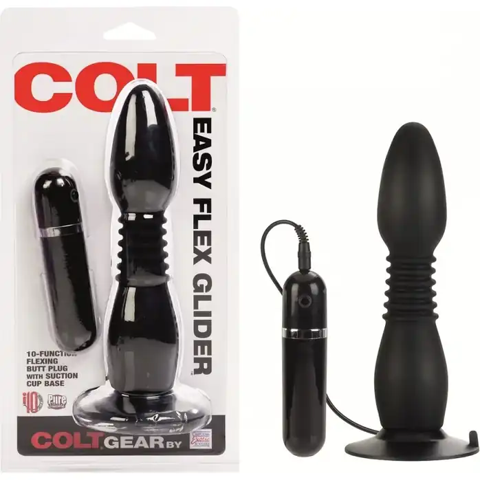 Чёрная анальная пробка с хребтом и присоской COLT Easy Flex Glider - 18,5 см - Colt. Фотография 2.