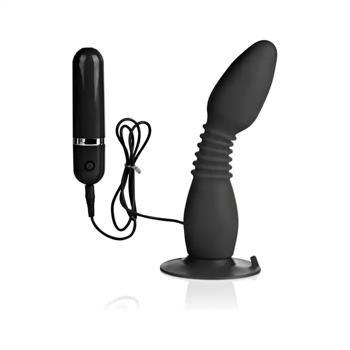 Чёрная анальная пробка с хребтом и присоской COLT Easy Flex Glider - 18,5 см - Colt. Фотография 3.
