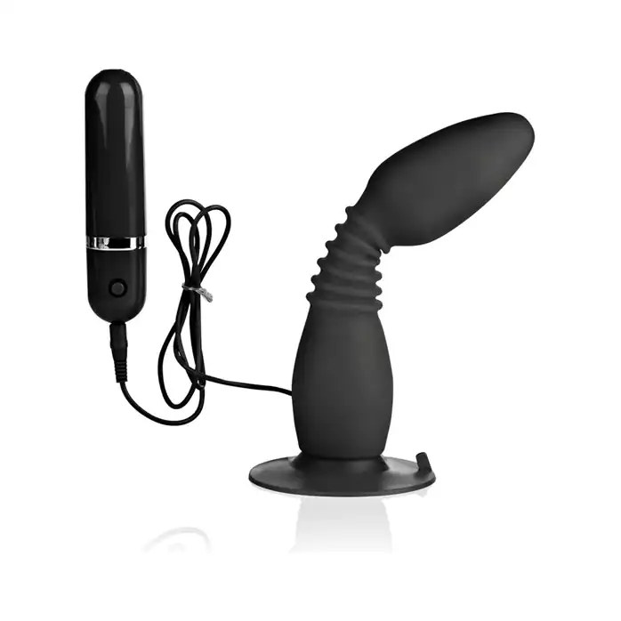 Чёрная анальная пробка с хребтом и присоской COLT Easy Flex Glider - 18,5 см - Colt. Фотография 4.