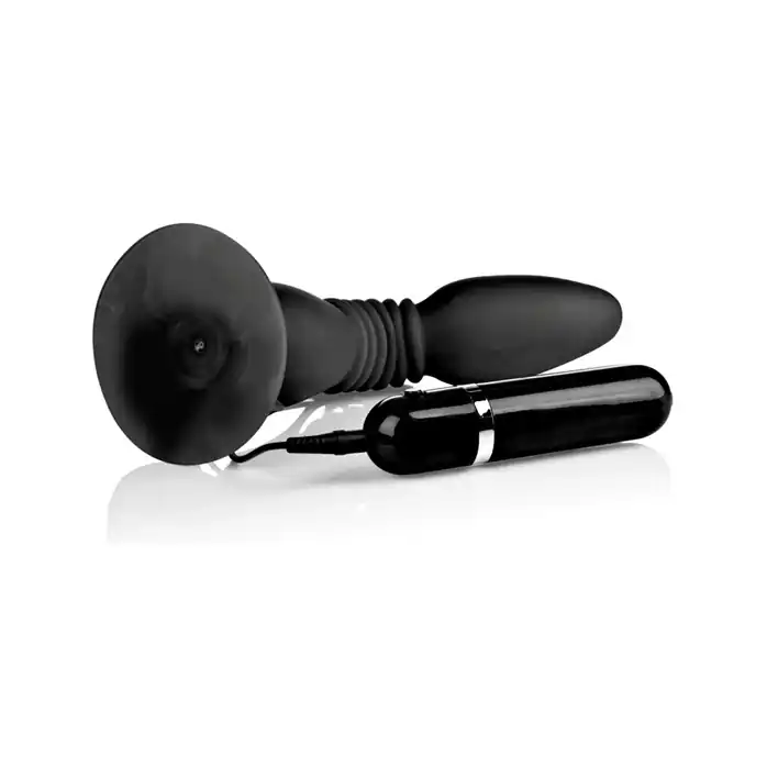 Чёрная анальная пробка с хребтом и присоской COLT Easy Flex Glider - 18,5 см - Colt. Фотография 6.