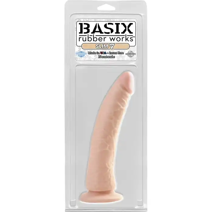 Фаллоимитатор телесный SLIM 7 - 20,3 см - Basix Rubber Works. Фотография 2.