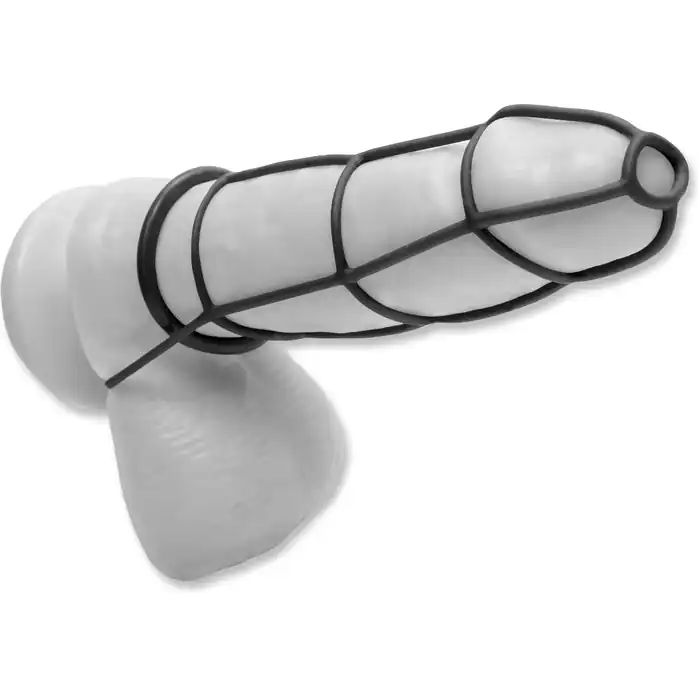 Набор Cockcage and Ring Set: насадка и эрекционные кольца на пенис - Fetish Fantasy Elite