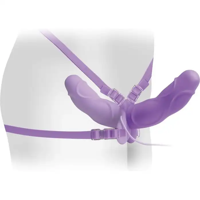 Женский вибрострапон с вагинальной пробкой Vibrating Double Delight Strap-On - 12,7 см - Fetish Fantasy Elite. Фотография 3.