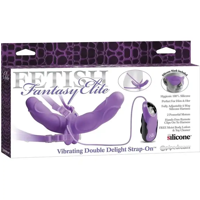 Женский вибрострапон с вагинальной пробкой Vibrating Double Delight Strap-On - 12,7 см - Fetish Fantasy Elite
