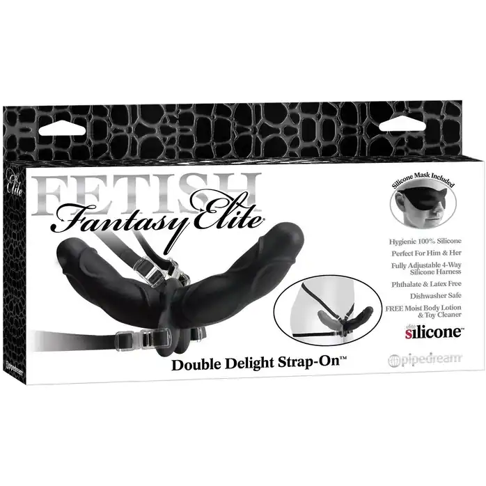 Женский страпон Double Delight Strap-On с вагинальной пробкой - 12,7 см - Fetish Fantasy Elite