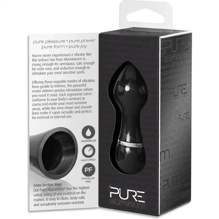 Чёрный алюминиевый вибратор BLACK SMALL - 7,5 см - Pure Aluminium. Фотография 5.
