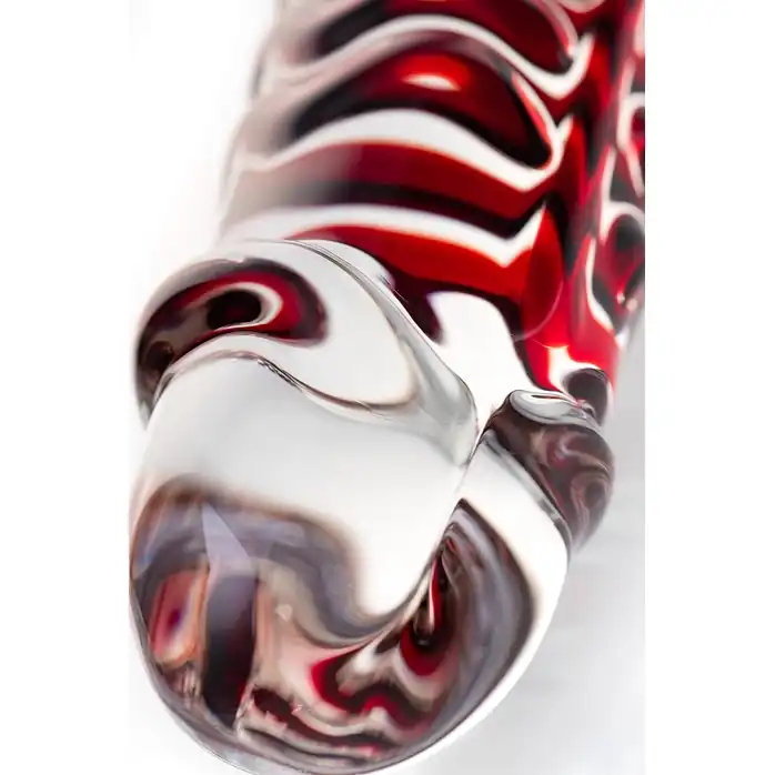 Стеклянный фаллос с мошонкой и рёбрышками - 16 см - Sexus Glass. Фотография 6.