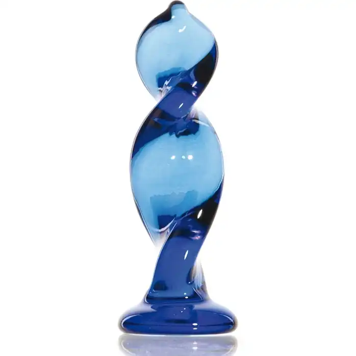 Синий стимулятор-спираль из стекла - 12,5 см - Sexus Glass