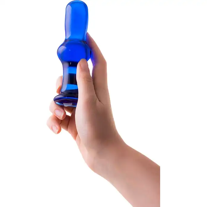 Синяя стеклянная анальная втулка - 13,5 см - Sexus Glass. Фотография 2.