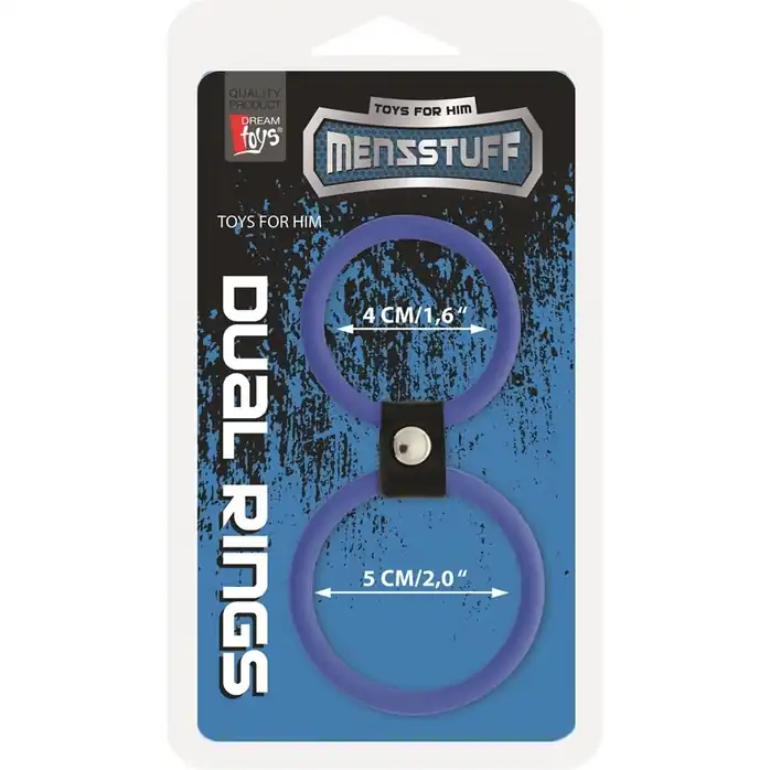 Синее двойное эрекционное кольцо Dual Rings Blue - MenzStuff. Фотография 2.