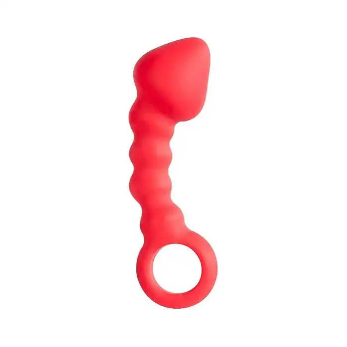 Красный анальный стимулятор с кольцом HEAD INVADER - 13 см - MenzStuff
