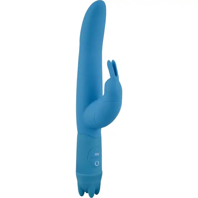 Голубой вибростимулятор 10 Function Vibe-O rabbit - 21 см