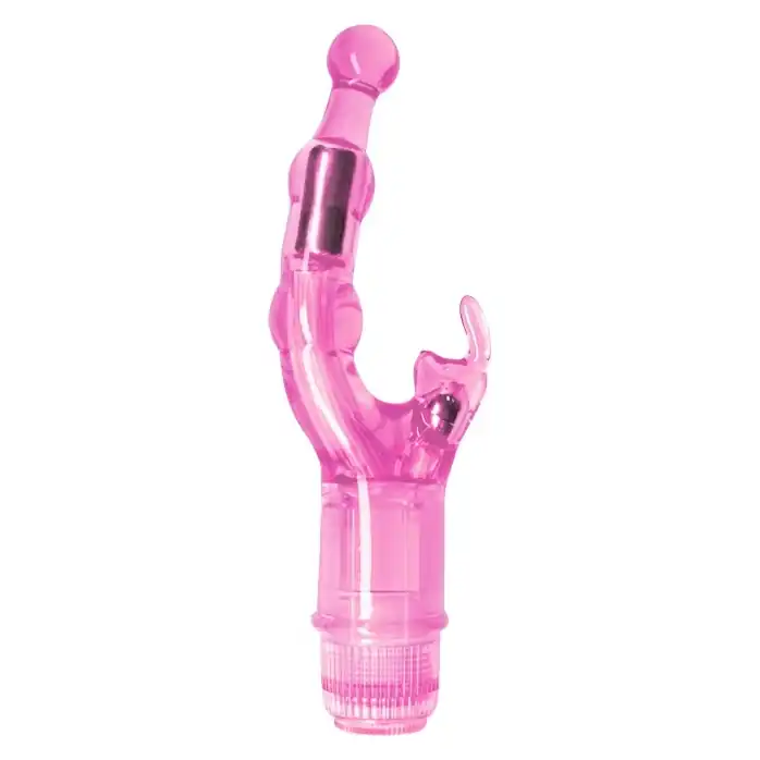 Фиолетовый вибростимулятор Crystal Naughty Rabbit - 20 см