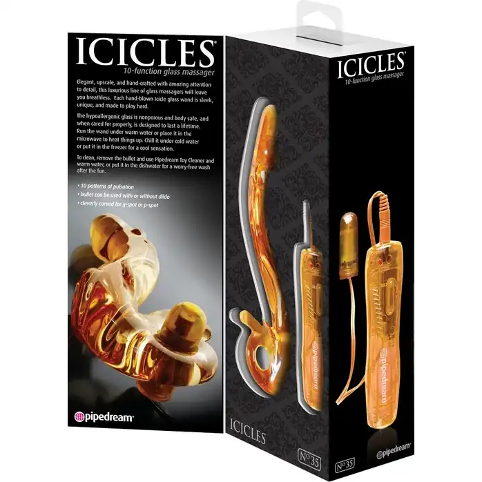 Желтый стеклянный фаллос с вибропулей ICECLES №35 - 18,5 см - Icicles. Фотография 6.
