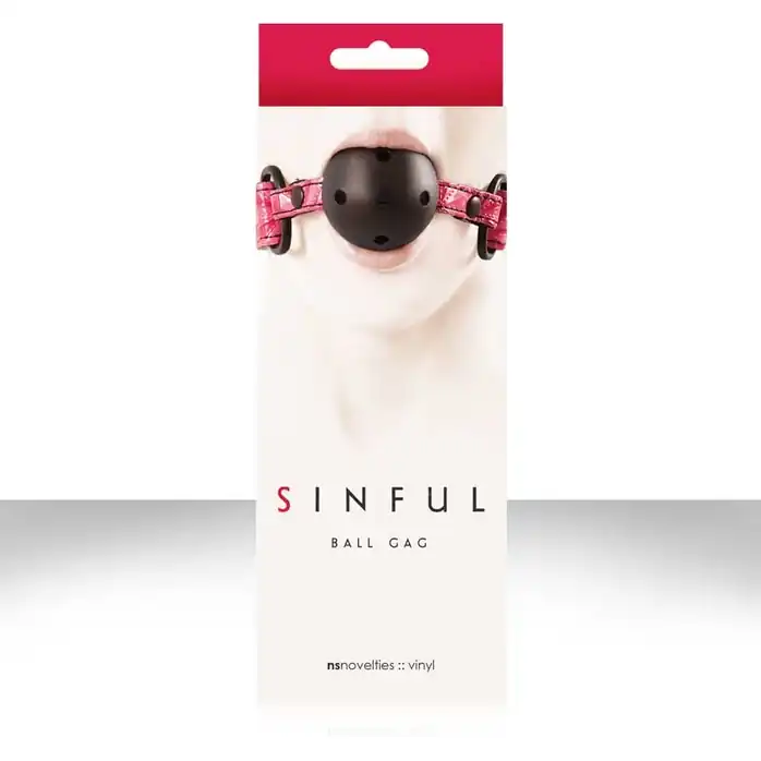 Розовый виниловый кляп SINFUL BALL GAG - Sinful. Фотография 3.