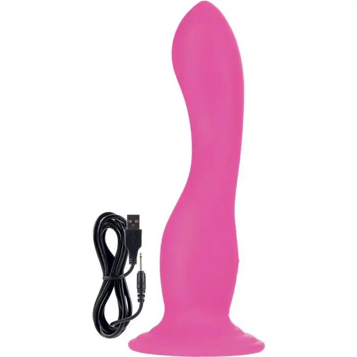 Розовый вибратор-насадка на присоске Rechargeable Love Rider Wireless Curve - 16,5 см - Love Rider