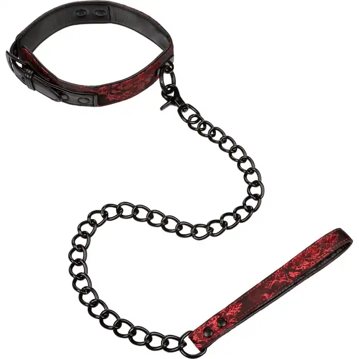 Атласный ошейник с цепью Scandal Collar with Leash - Scandal