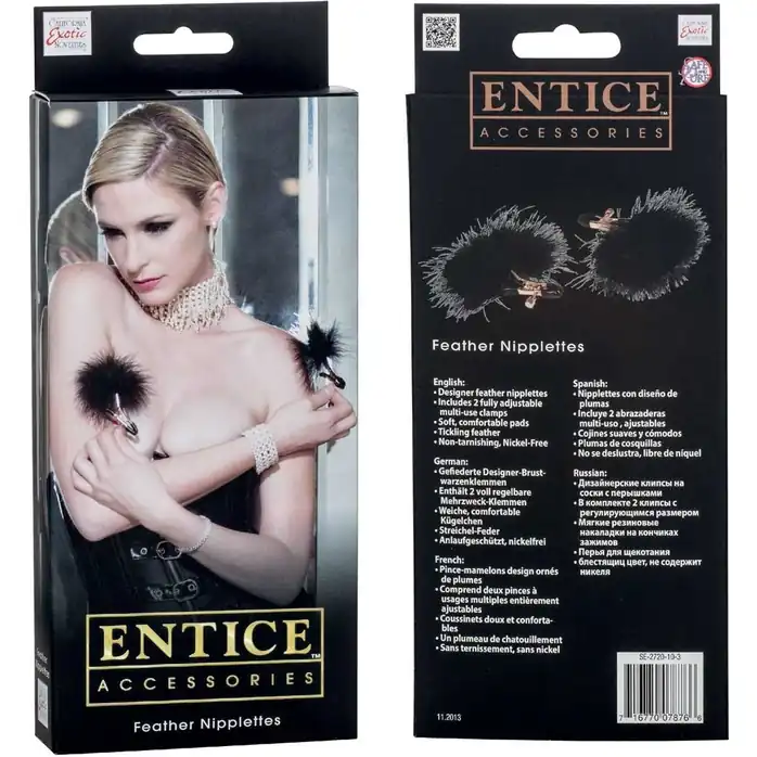 Золотистые зажимы для сосков с пухом Entice Feather Nipplettes - Entice. Фотография 2.