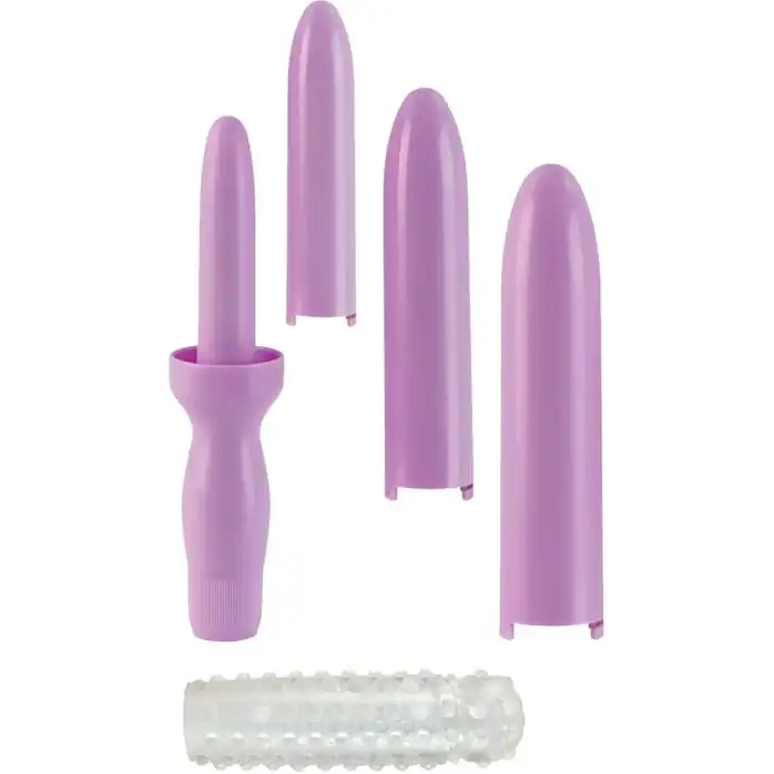 Фиолетовый вибратор с насадками Dr. Laura Berman Dilators Set Of 4 Locking Sizes Plus Sleeve - Dr. Laura Berman Collection