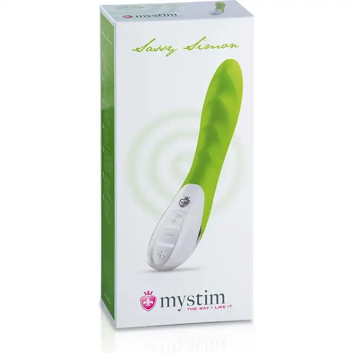 Вибратор Mystim цвета лайма Sassy Simon - 27 см. Фотография 4.
