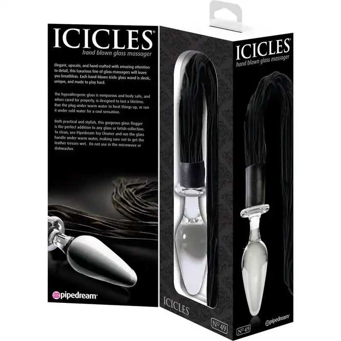 Прозрачная стеклянная анальная пробка Icicles №49 с хвостом - Icicles. Фотография 4.